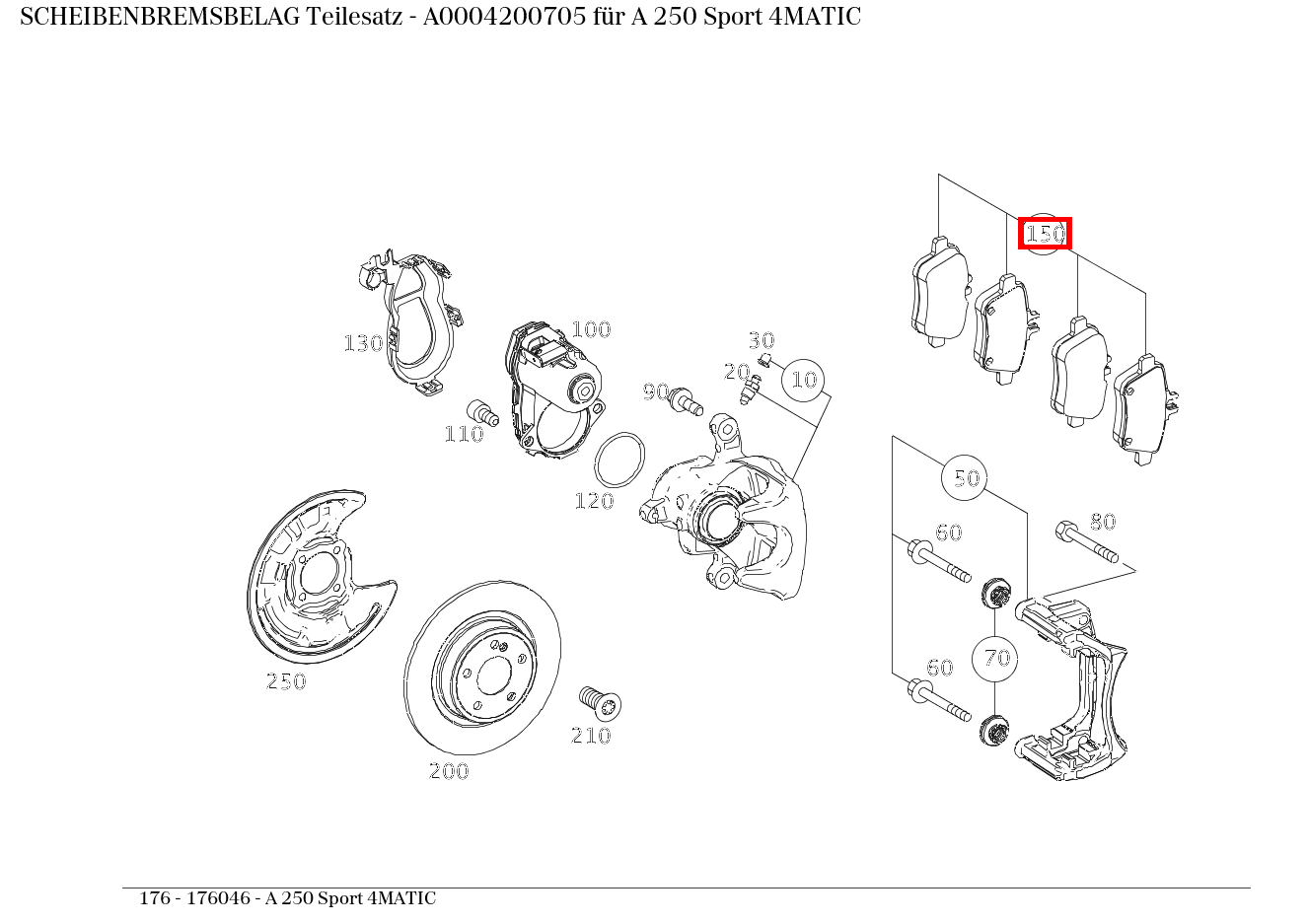 Scheibenbremsbelag Teilesatz A 250 Sport 4MATIC 176 Scheibenbremsbelag Teilesatz A 250 Sport 4MATIC 176