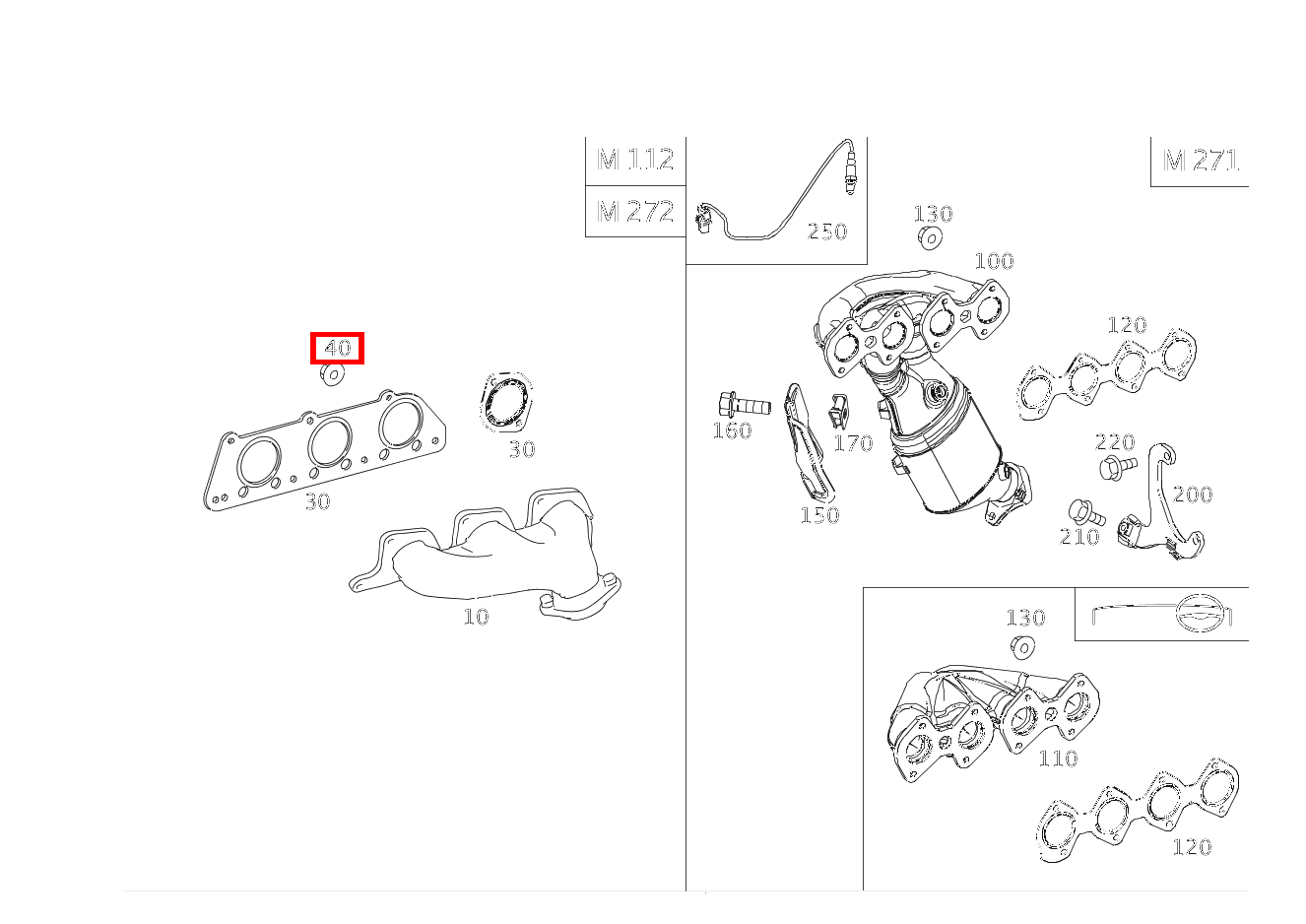 Sechskantmutter AUSPUFFKRUEMMER AN ZYLINDERKOPF; M6 C 320 Sportcoupé 203