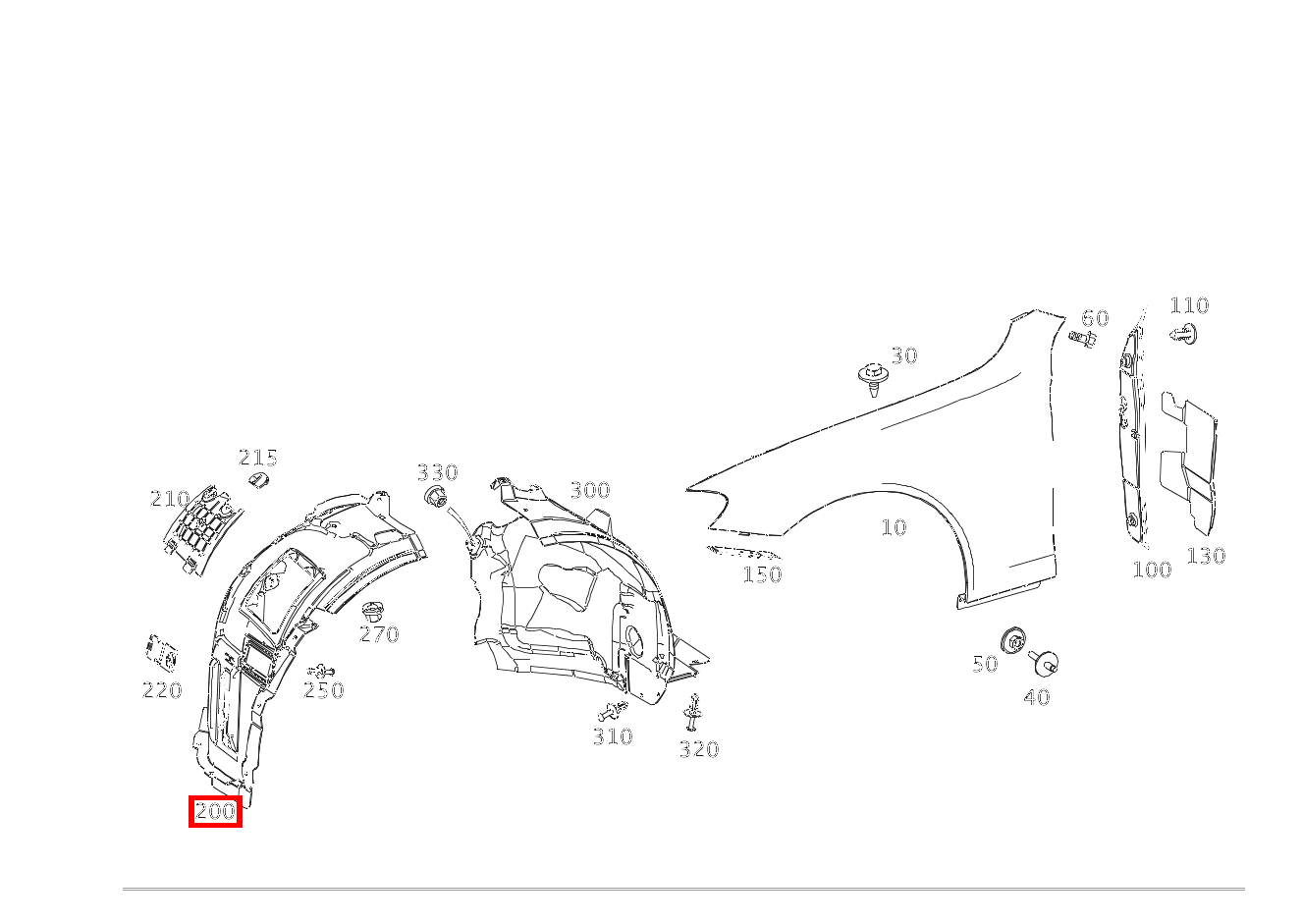 RADLAUFABDECKUNG Kotflügel vorn rechts E 300 Cabriolet 238