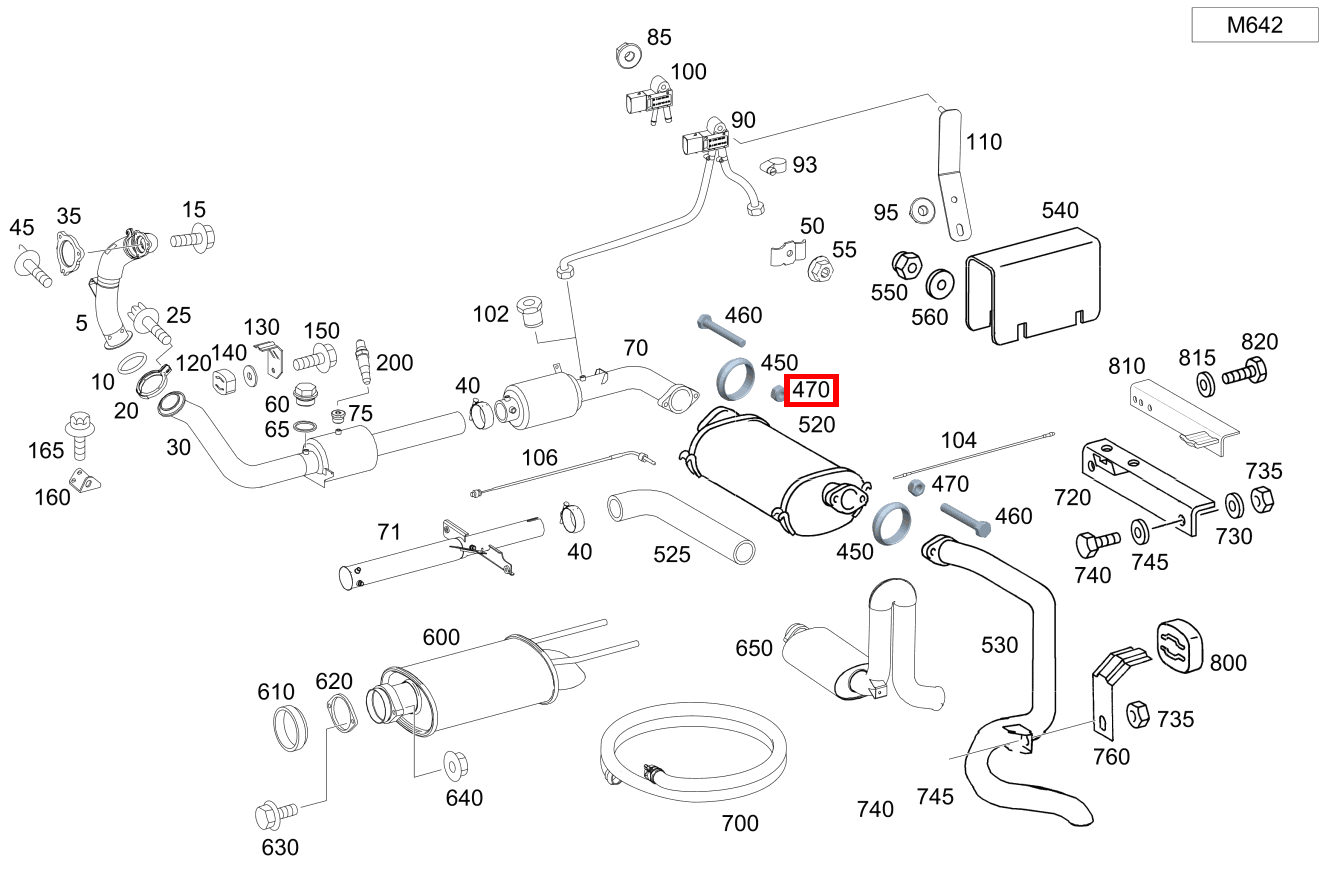 Sechskantmutter Befestigung Auspuffrohr; M8-10-CU-8-MT G 300 CDI/4X4/3428 Lang 461