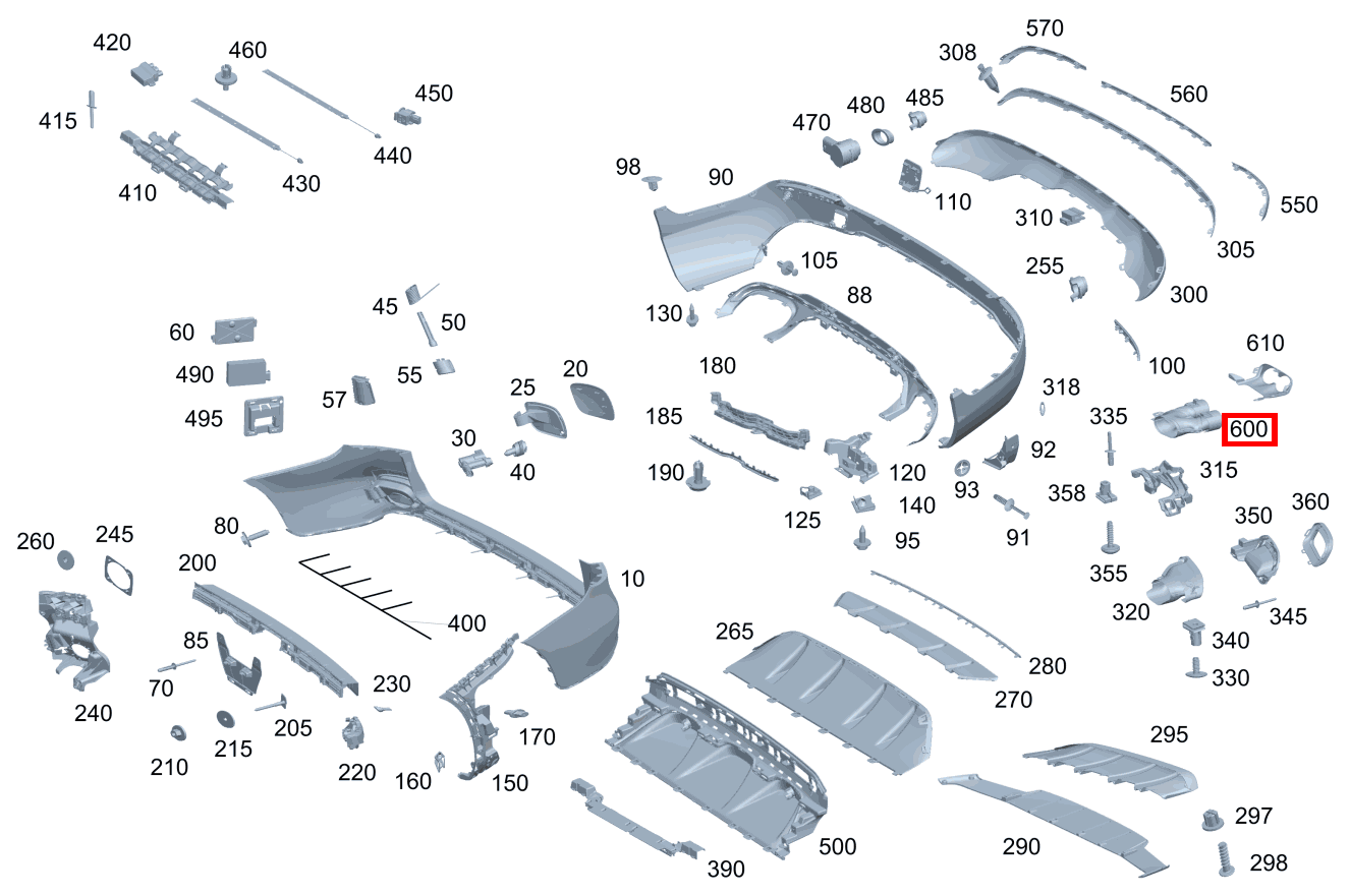 Endrohrblende Rechts Mercedes-Benz GLC 43 AMG 4M 253 Endrohrblende Rechts Mercedes-Benz GLC 43 AMG 4M 253