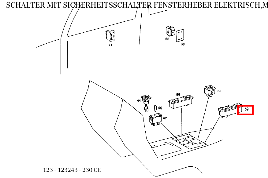 Schalter MIT SICHERHEITSSCHALTER FENSTERHEBER ELEKTRISCH,MITTELKONSOLE 230 CE 123 Schalter MIT SICHERHEITSSCHALTER FENSTERHEBER ELEKTRISCH,MITTELKONSOLE 230 CE 123