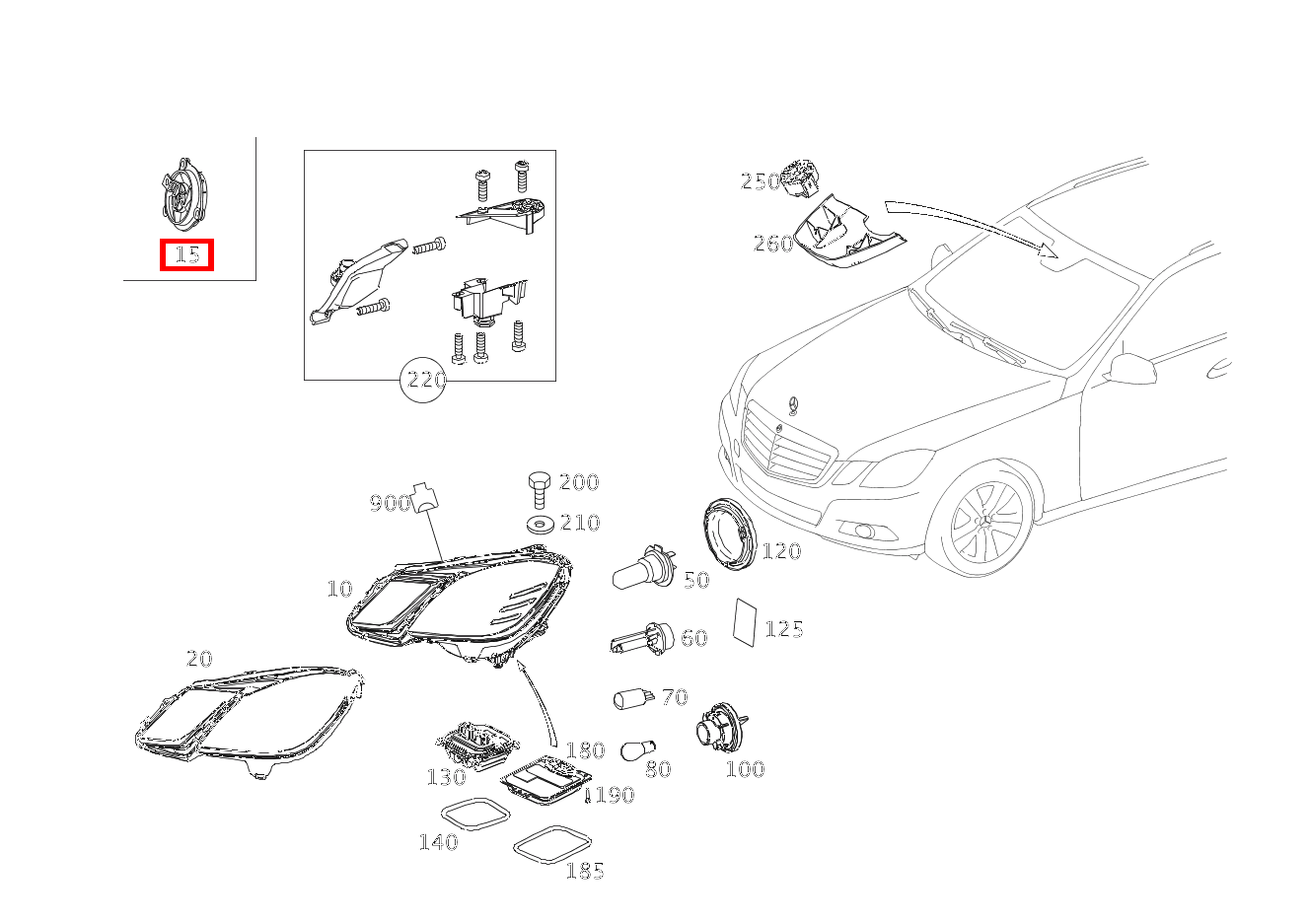 Lüfter RECHTS INNEN E 220 CDI T-Modell 253