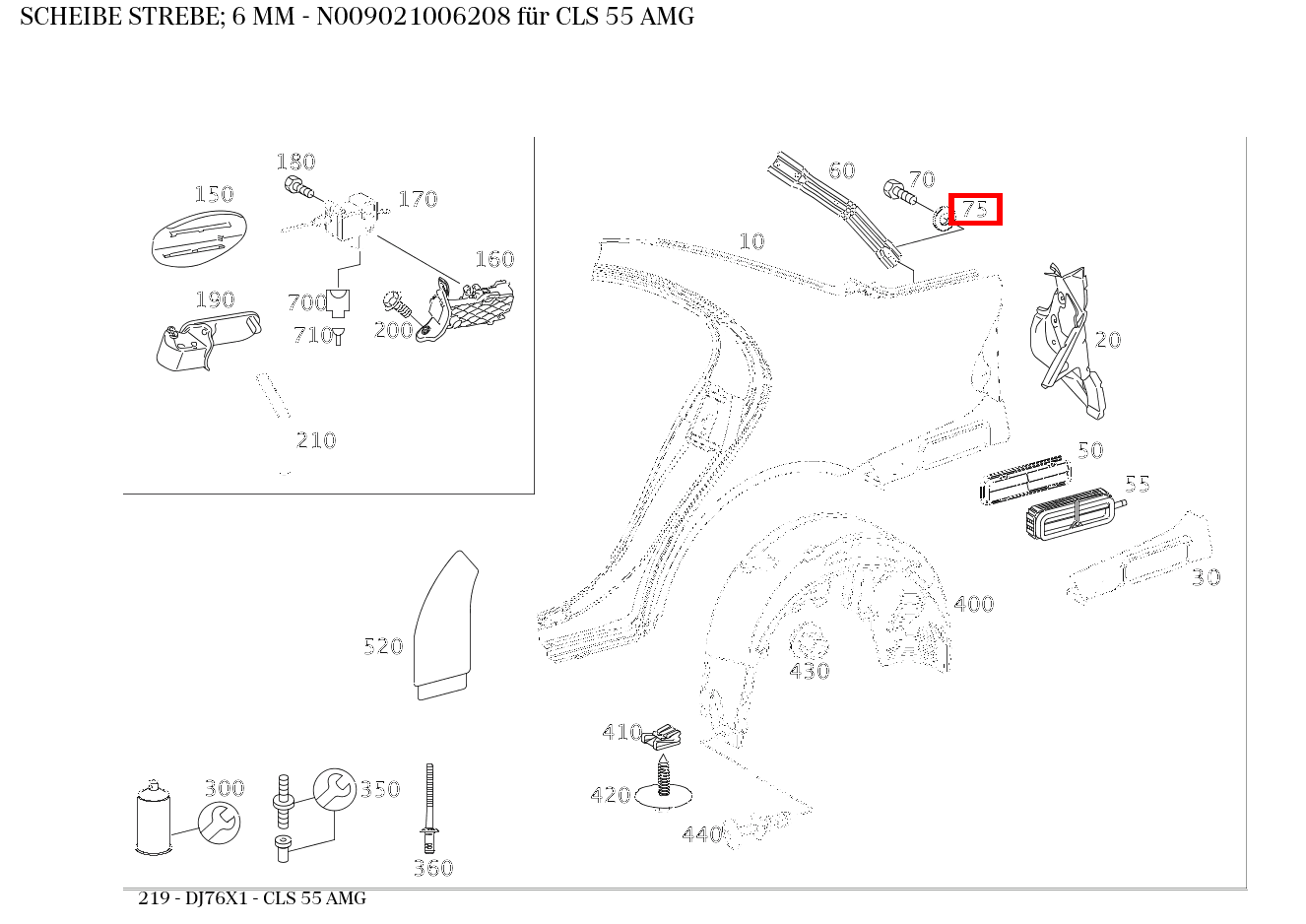 Scheibe STREBE; 6 MM CLS 55 AMG 219