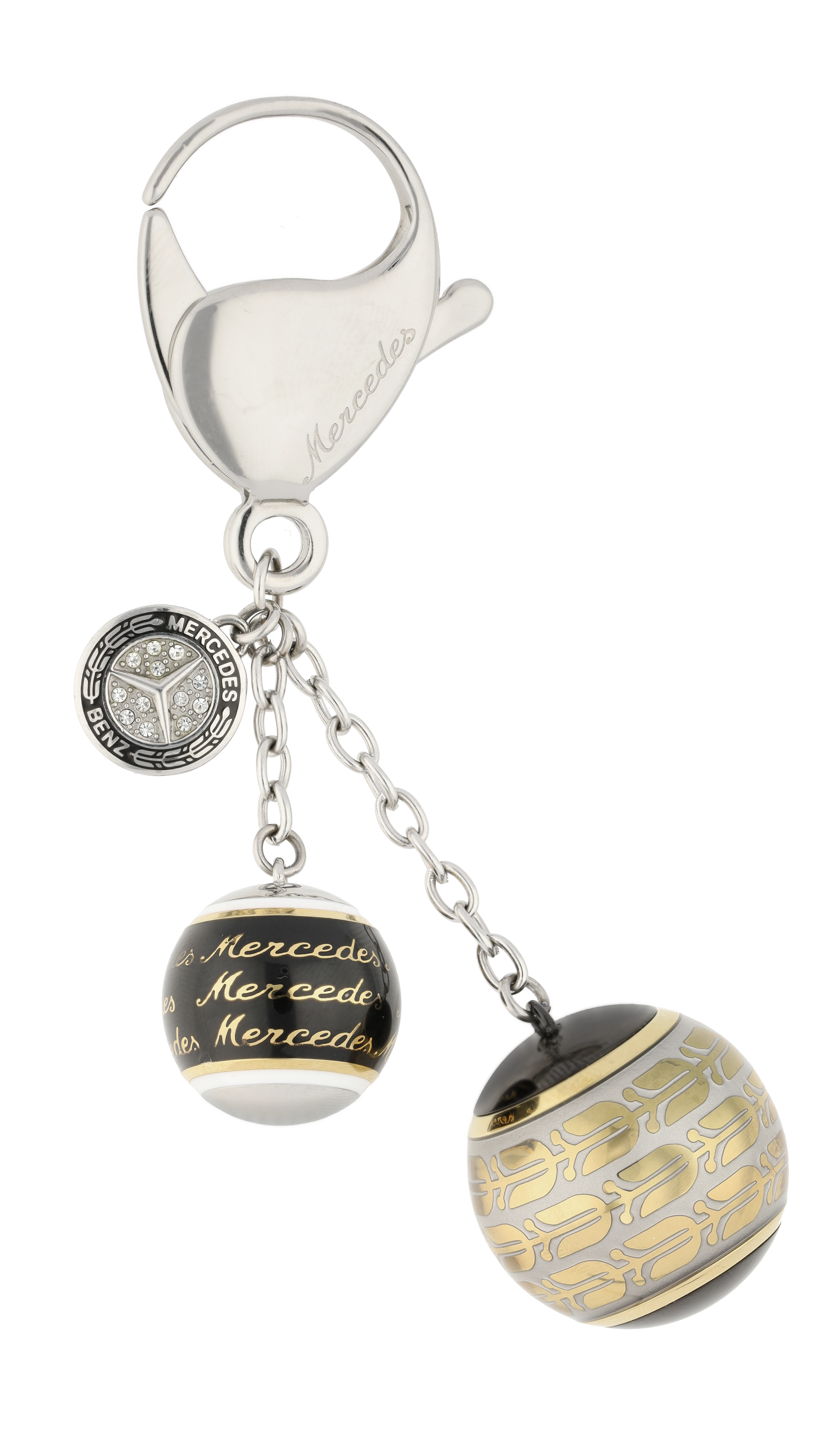 Schlüsselanhänger Classic silberfarben / goldfarben / schwarz, Edelstahl