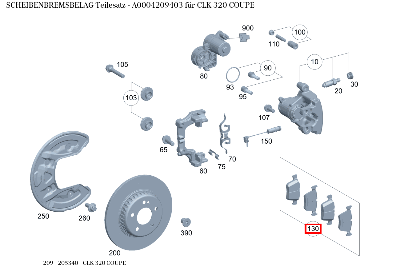 Scheibenbremsbelag Teilesatz CLK 320 COUPE 209