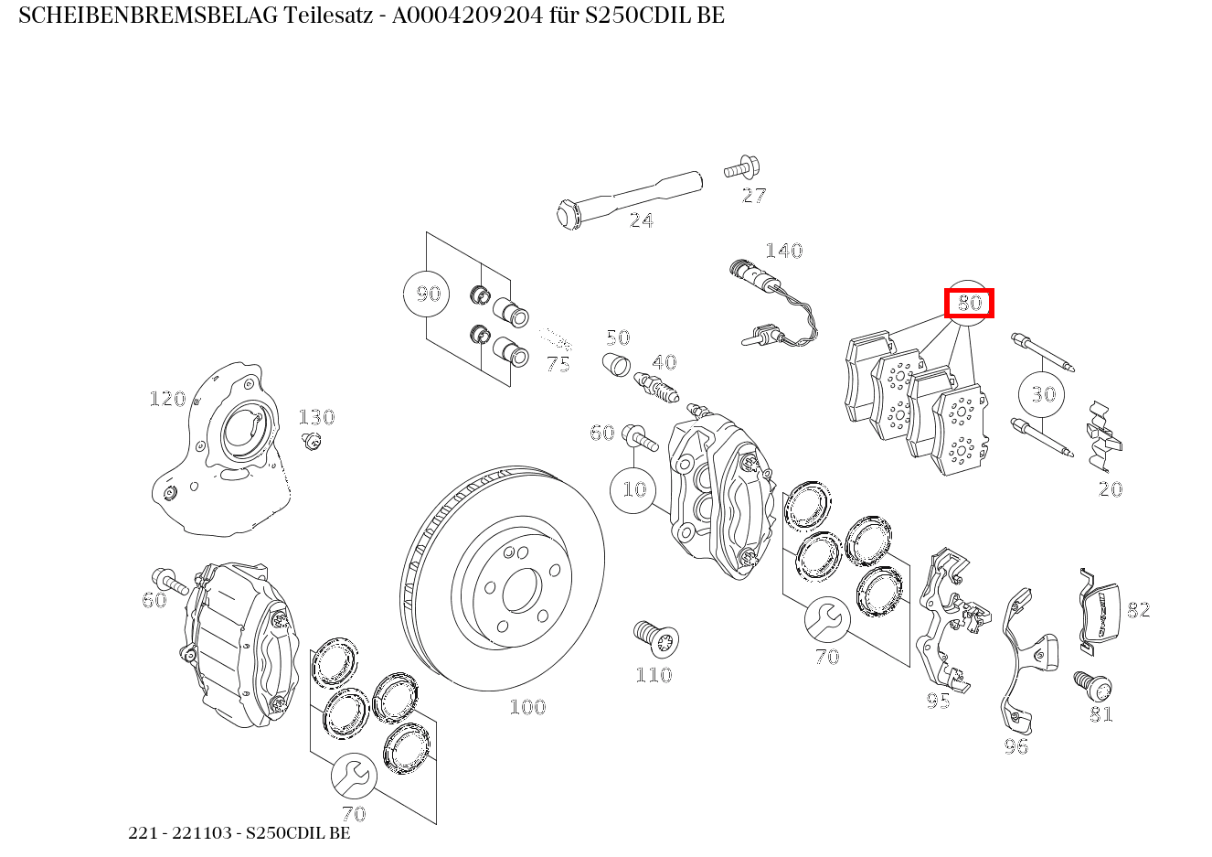 Scheibenbremsbelag Teilesatz S250CDIL BE 221 Scheibenbremsbelag Teilesatz S250CDIL BE 221
