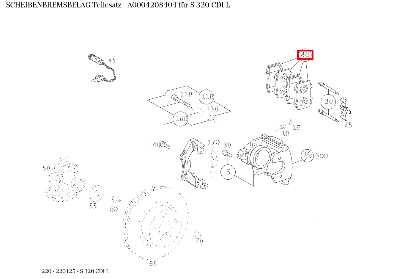 Scheibenbremsbelag Teilesatz S 320 CDI L 220 Scheibenbremsbelag Teilesatz S 320 CDI L 220