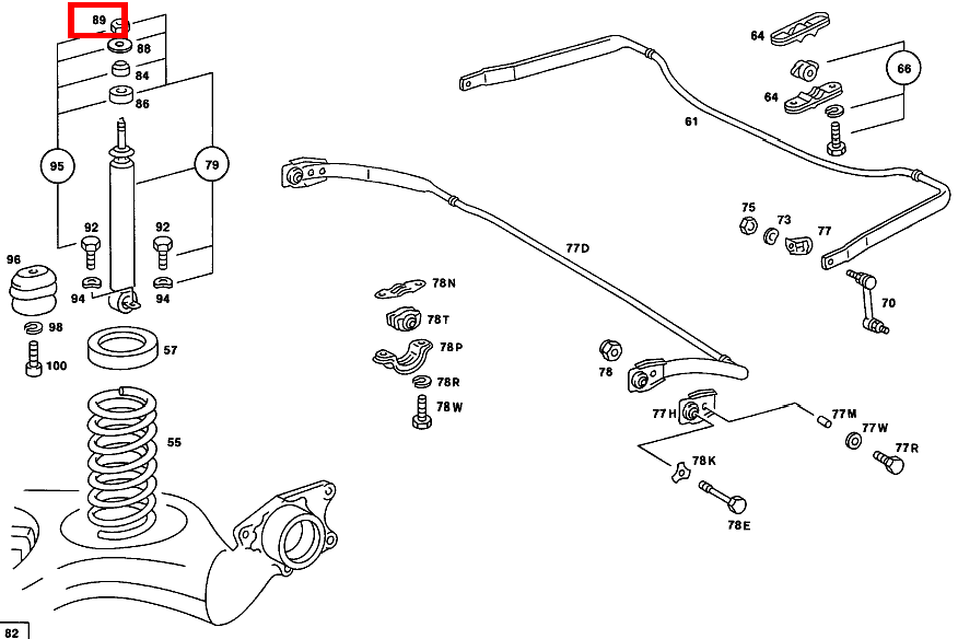 Sechskantmutter STOSSDAEMPFER AN RAHMEN; M10X1 450 SEL 116