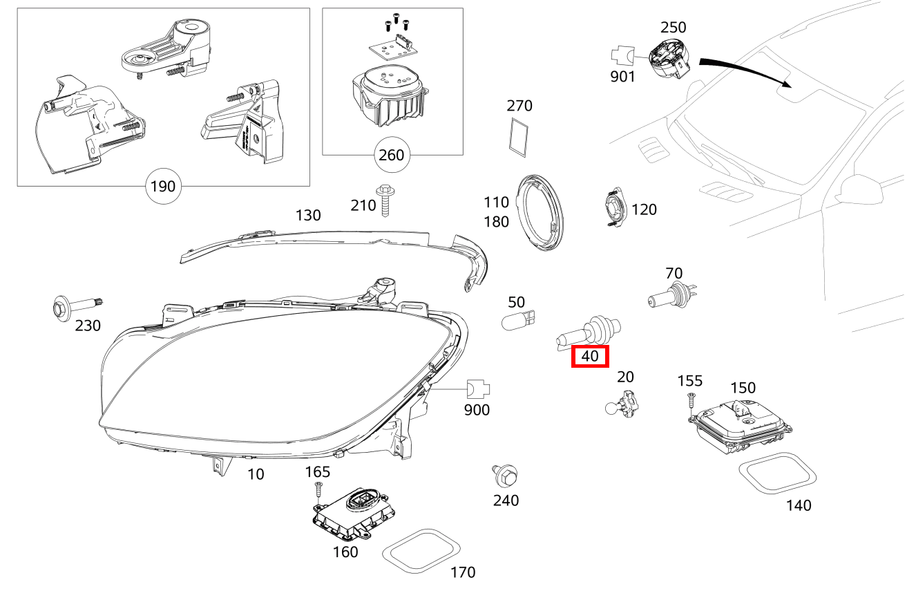 GASENTLAD.LAMPE ABBLENDLICHT RECHTS; D1S-35W-BIXENON GL63 AMG 166