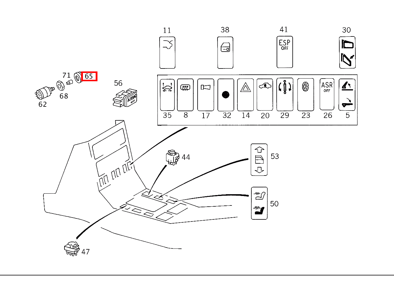 Lichtschalter LICHTDREHSCHALTER 300 SL Roadster 129