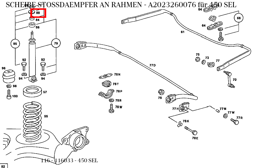Scheibe STOSSDAEMPFER AN RAHMEN 450 SEL 116 Scheibe STOSSDAEMPFER AN RAHMEN 450 SEL 116