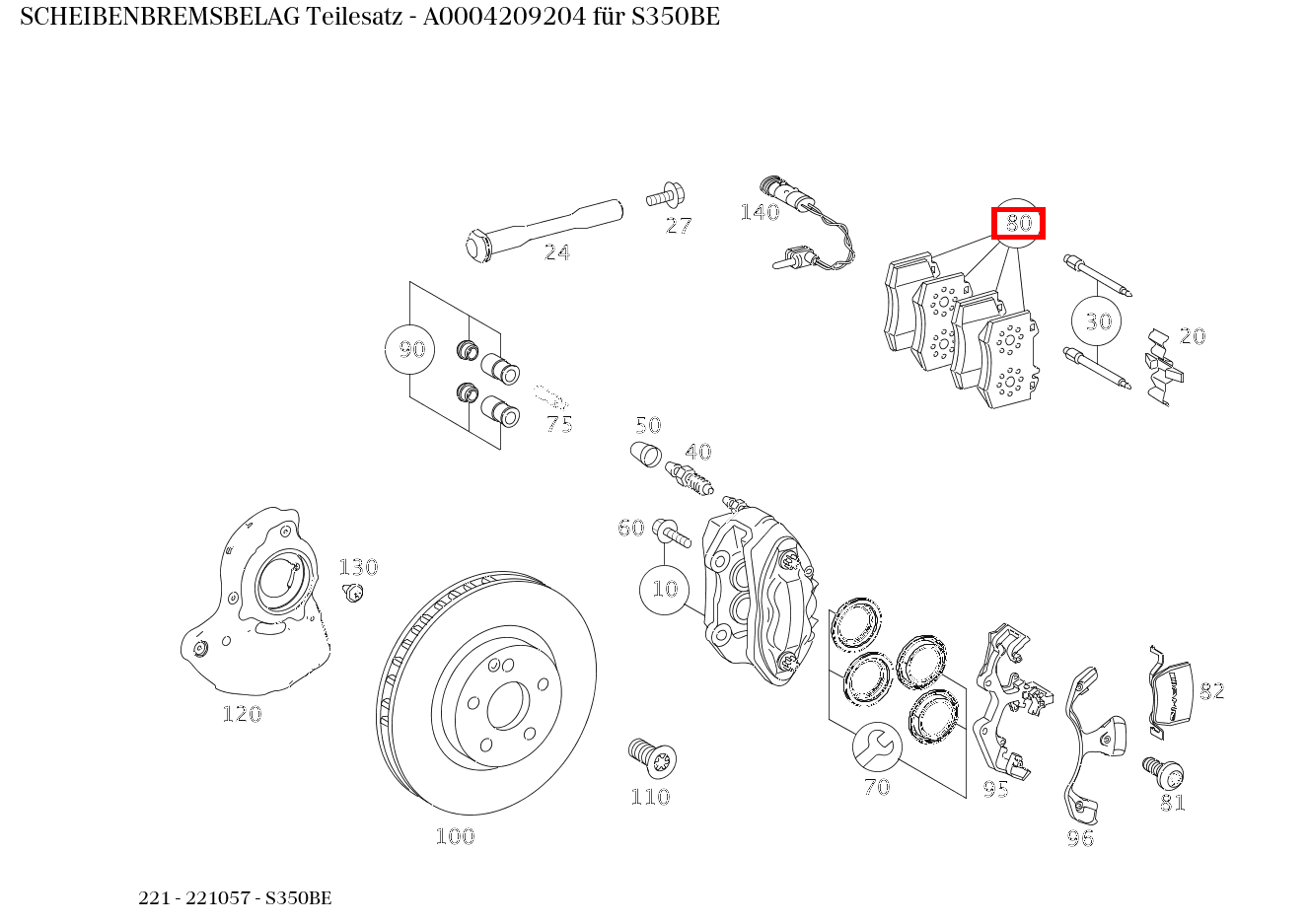 Scheibenbremsbelag Teilesatz S350BE 221 Scheibenbremsbelag Teilesatz S350BE 221