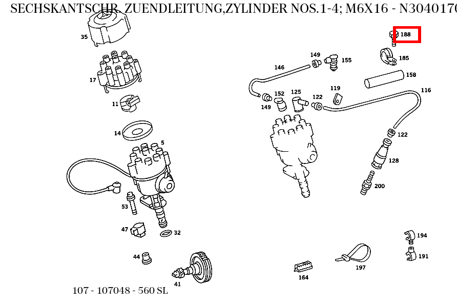 Sechskantschraube ZUENDLEITUNG,ZYLINDER NOS.1-4; M6X16 560 SL 107 Sechskantschraube ZUENDLEITUNG,ZYLINDER NOS.1-4; M6X16 560 SL 107