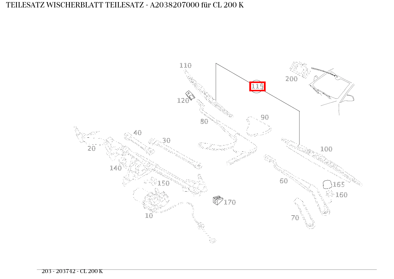 Teilesatz Wischerblatt TEILESATZ CL 200 K 203