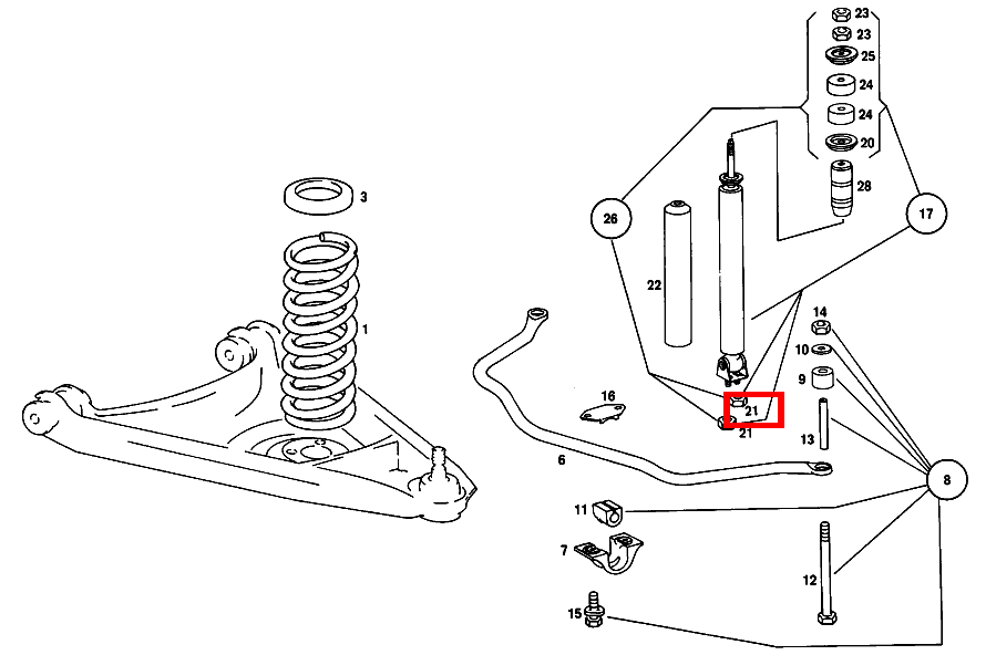 Sechskantmutter STOSSDAEMPFER AN VORDERACHSE; M8 200 D 115