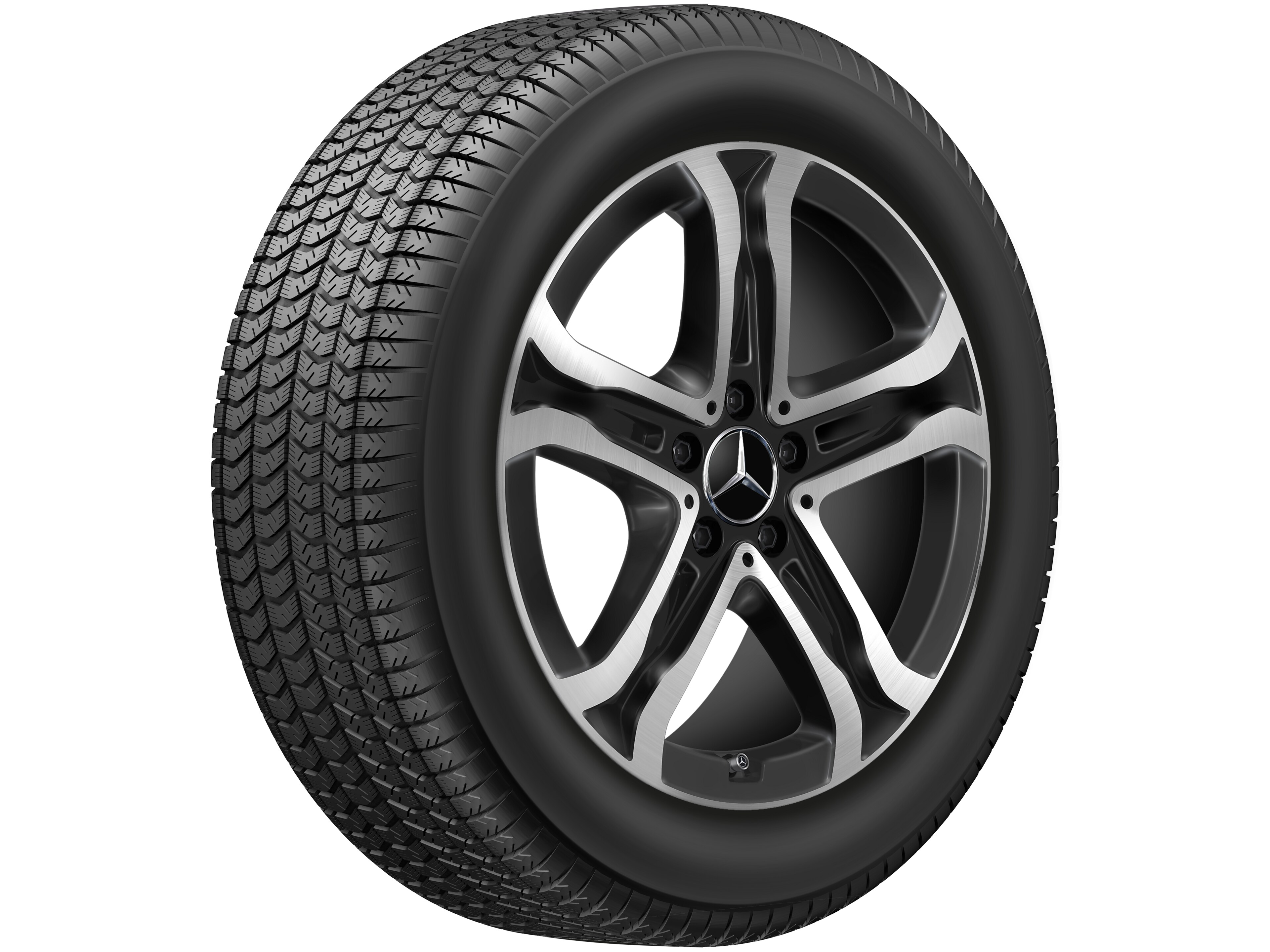 Mercedes-Benz - 5-Speichen-Rad, 18 Zoll, Aero-Optimiert 7,5 J x 18 ET 53,5, schwarz, glanzgedreht