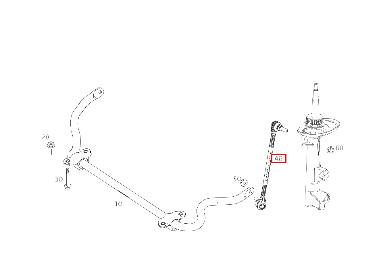 Stange Drehstab und Stoßdämpfer rechts C 180 KOMPRESSOR T-Modell BlueEFFICIENCY 240