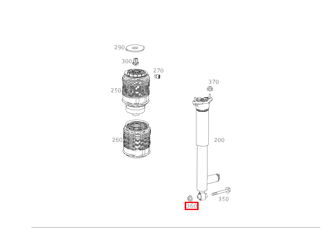 Mutter Stoßdämpfer an Federlenker; M10 E 200 Limousine 213