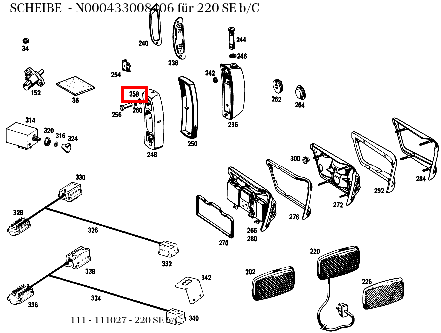 Scheibe 220 SE b/C 111