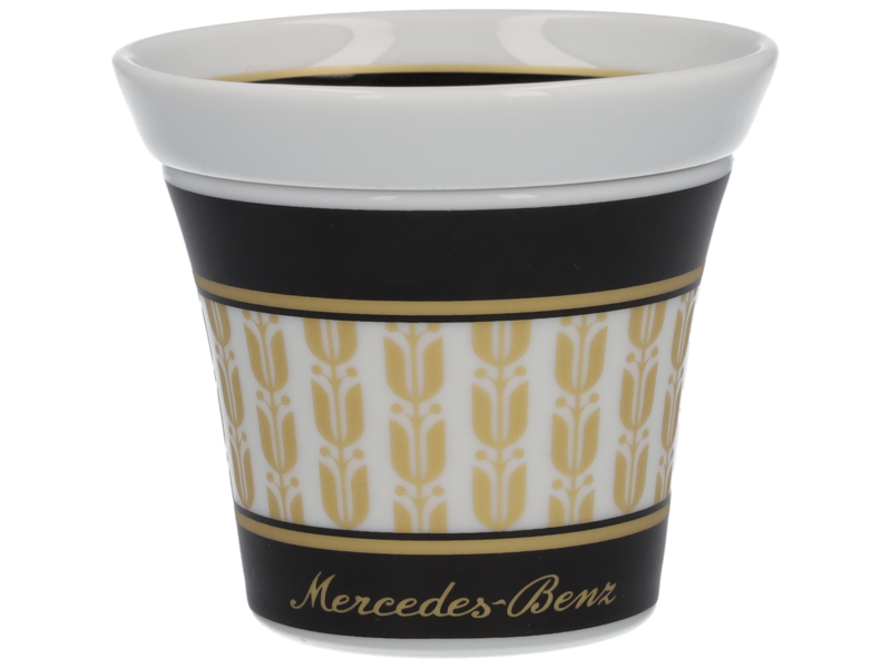 Espressotassen Set, 90 ml, 4-teilig, schwarz/weiß/goldfarben, Porzellan