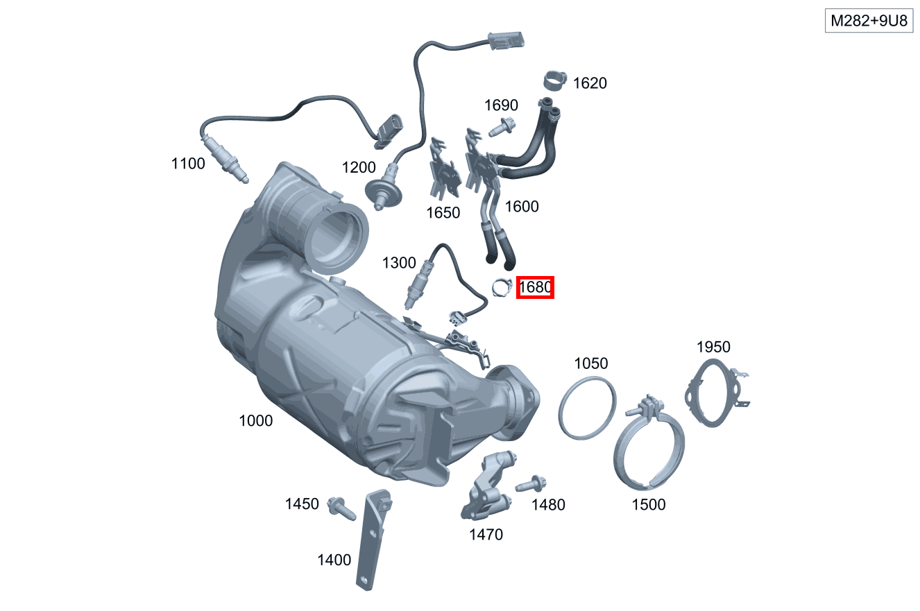 Schlauchschelle Abgasschläuche an Katalysator; 13-14.5 MM CLA 250 e Shooting Brake 118