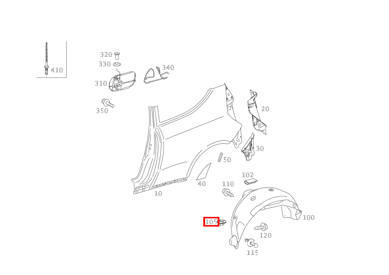 KUNSTSTOFFMUTTER ABDECKUNG AN LAENGSTRAEGER A 200 TURBO COUPE 169