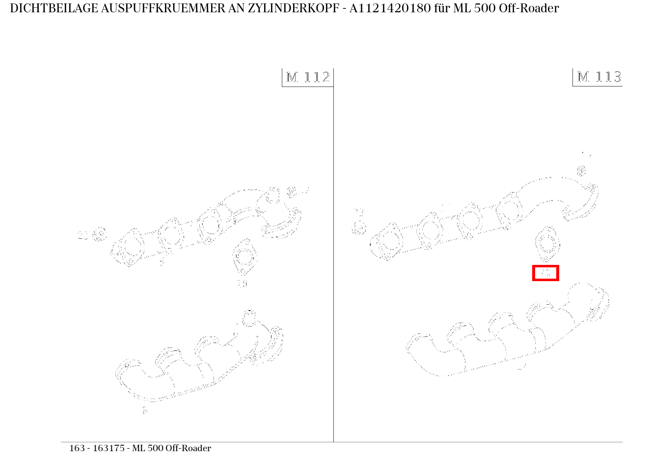 Dichtbeilage AUSPUFFKRUEMMER AN ZYLINDERKOPF ML 500 Off-Roader 163