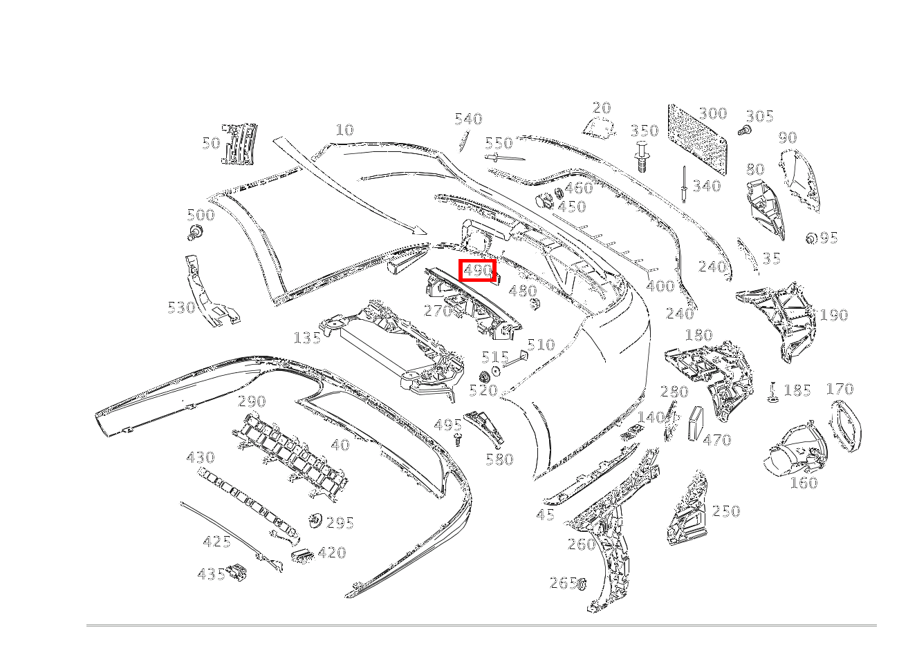 STECKMUTTER STOSSFAENGER AN HECKMITTELSTUECK E 300 Cabriolet 238