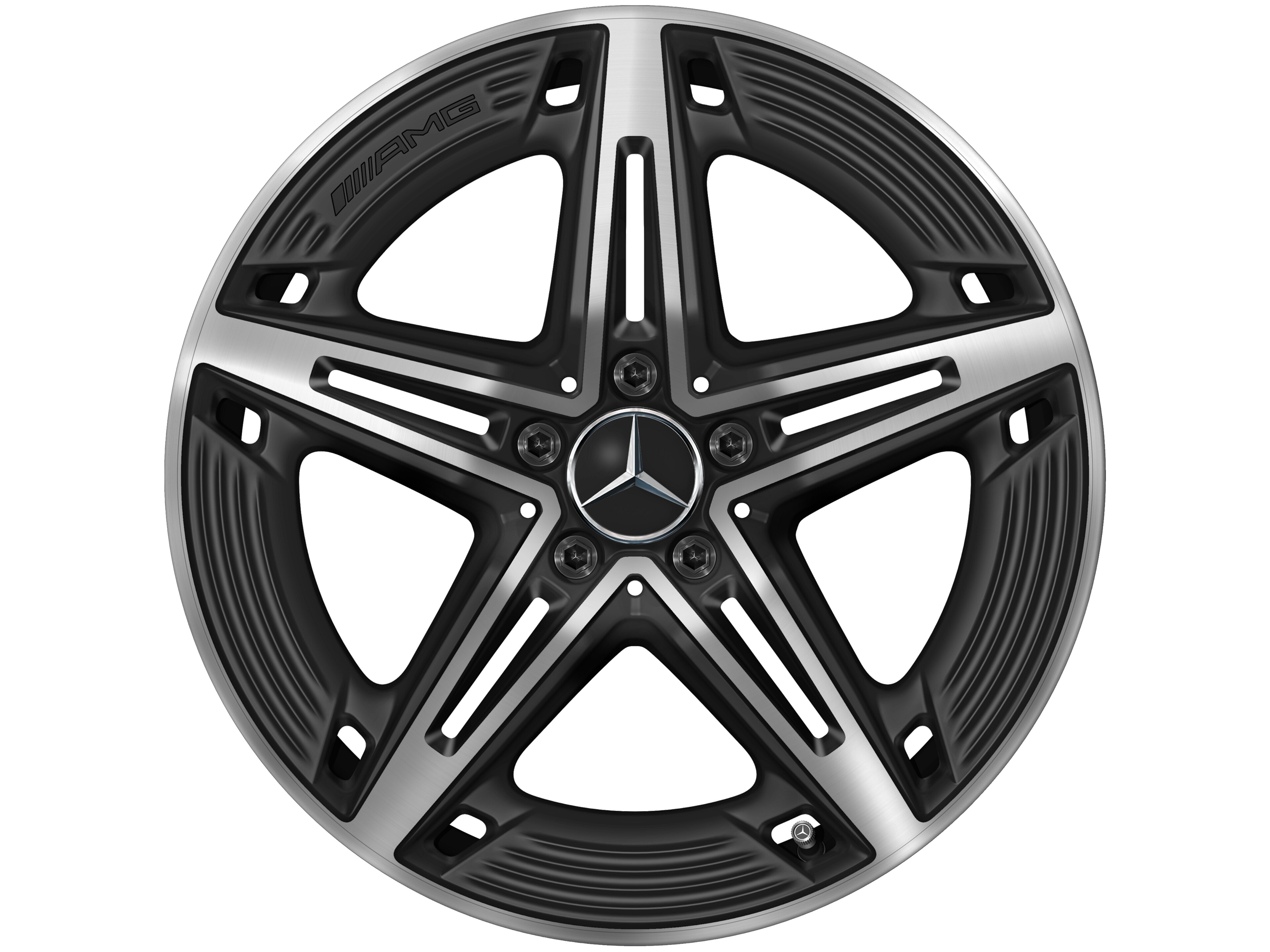 Mercedes-Benz - AMG 5-Speichen-Rad, 19 Zoll, 8,5 J x 19 ET 55,2, schwarz matt, glanzgedreht
