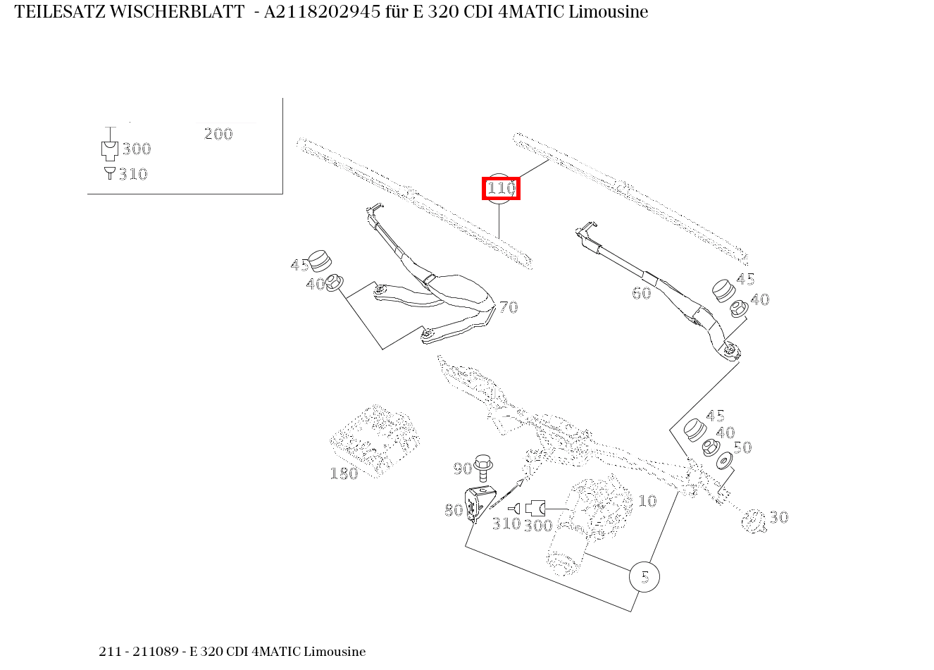 Teilesatz Wischerblatt E 320 CDI 4MATIC Limousine 211