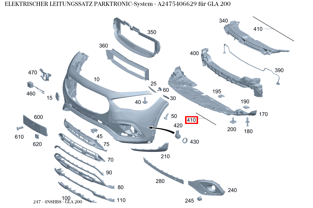 Elektrischer Leitungssatz PARKTRONIC-System GLA 200 247 Elektrischer Leitungssatz PARKTRONIC-System GLA 200 247