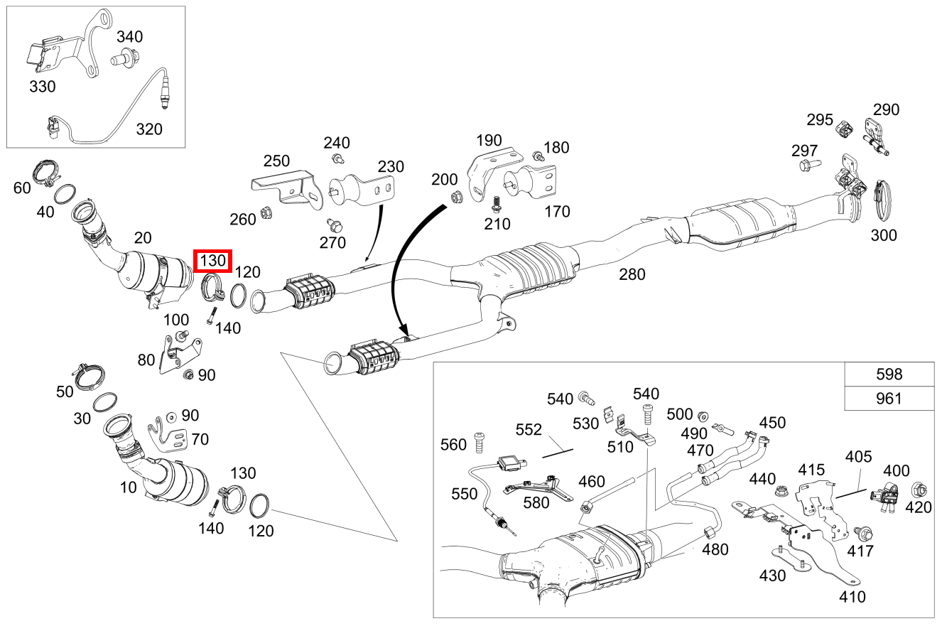 Rohrschelle Abgasanlage Links und rechts Mercedes-AMG GLC 43 4MATIC Coupé 253