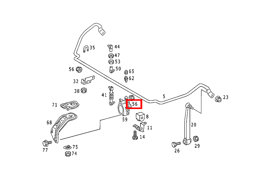 Sechskantmutter STANGE AN DREHSTAB UND HOEHENREGLER; M6 B 180 247