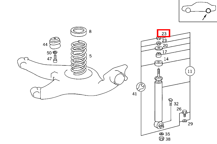 Sechskantmutter STOSSDAEMPFER AN RAHMEN; M10X1 420 SEC COUPE mit Automatic 126