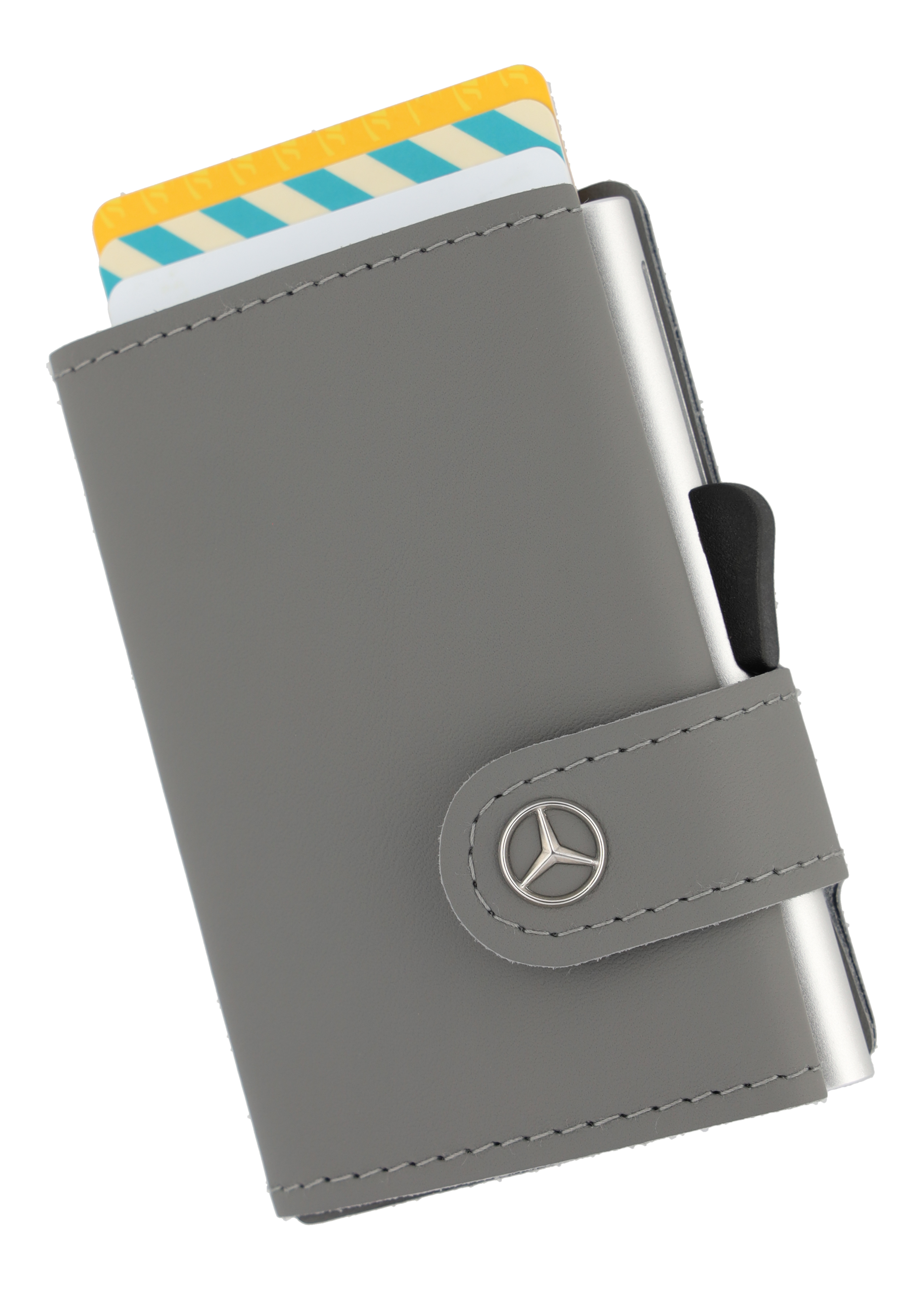 Mini-Geldbörse silbergrau, Rindleder