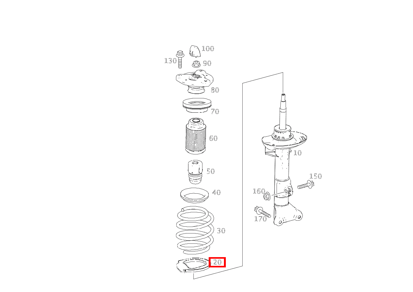 Schraubenfederbeilage Unten links und rechts E 500/550 CABR. 207