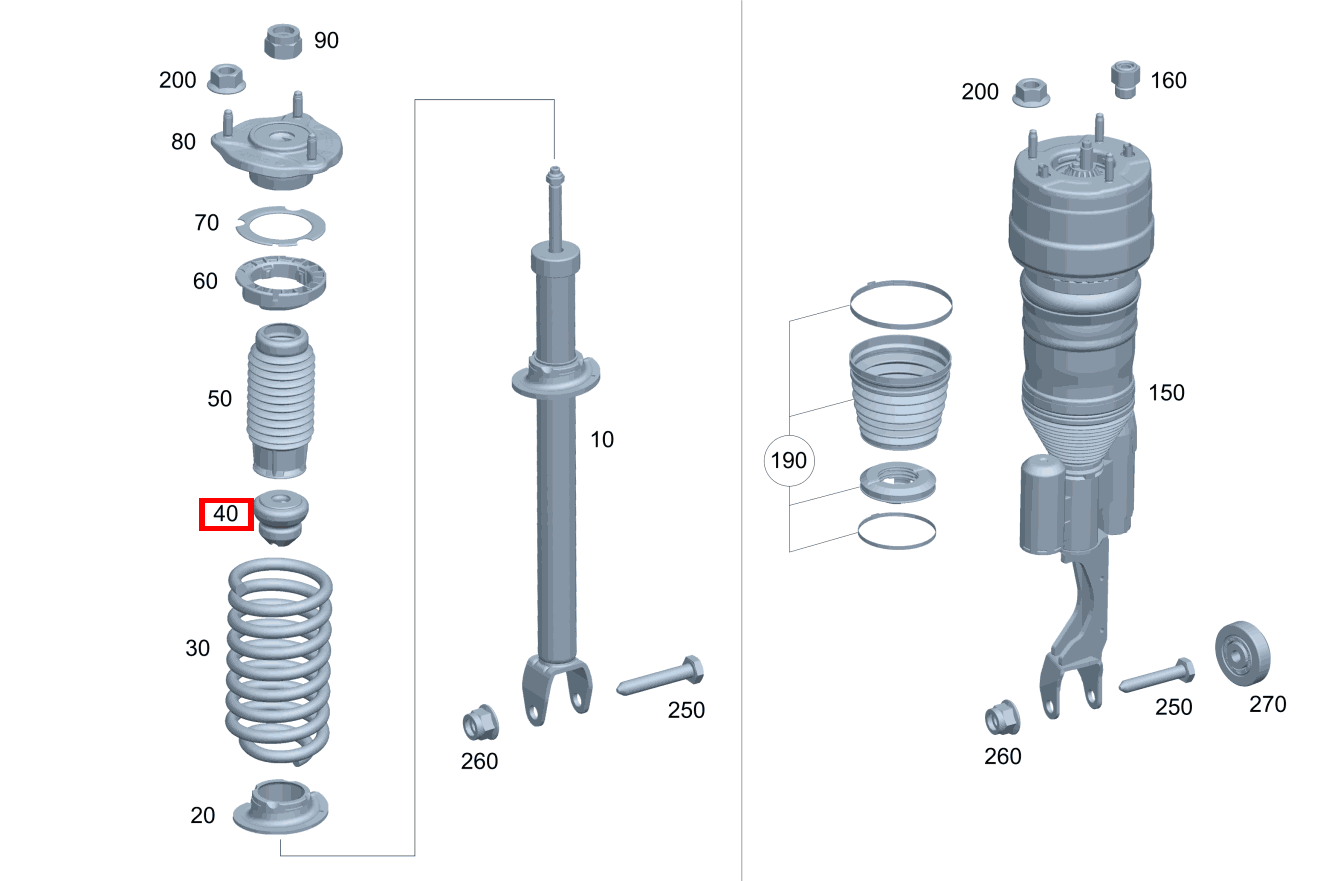 Anschlagpuffer Stossd. Links und rechts CLS 220 d 257