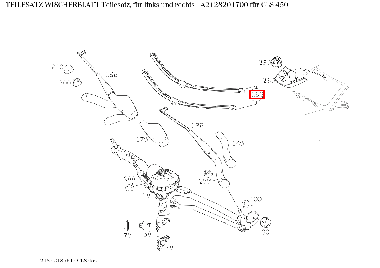 Teilesatz Wischerblatt Teilesatz, für links und rechts CLS 450 218 Teilesatz Wischerblatt Teilesatz, für links und rechts CLS 450 218