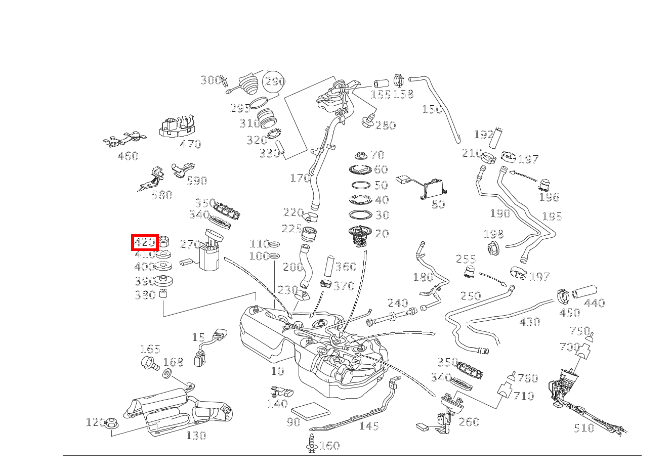 Sechskantmutter Befestigung für Kraftstoffbehälter; M8 E 350 CGI Limousine 211