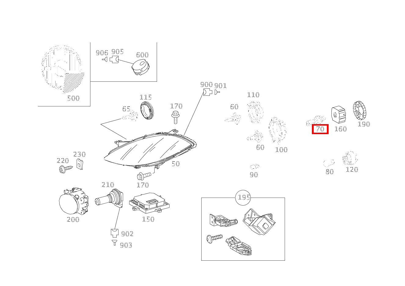 GASENTLAD.LAMPE ABBLENDLICHT UND FERNLICHT; D2S 12V-35W A 200 TURBO COUPE 169