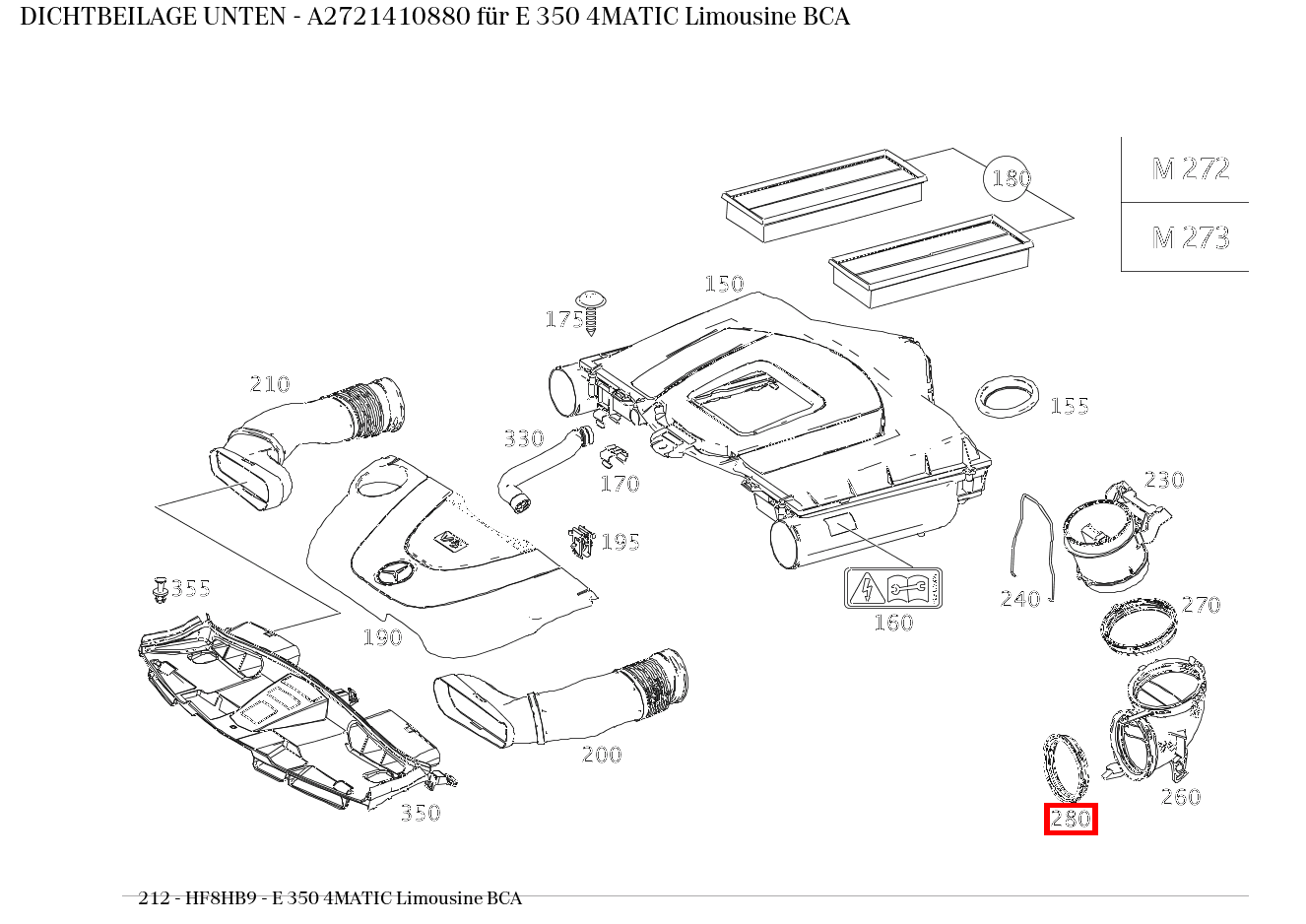 Dichtbeilage UNTEN E 350 4MATIC Limousine BCA 212