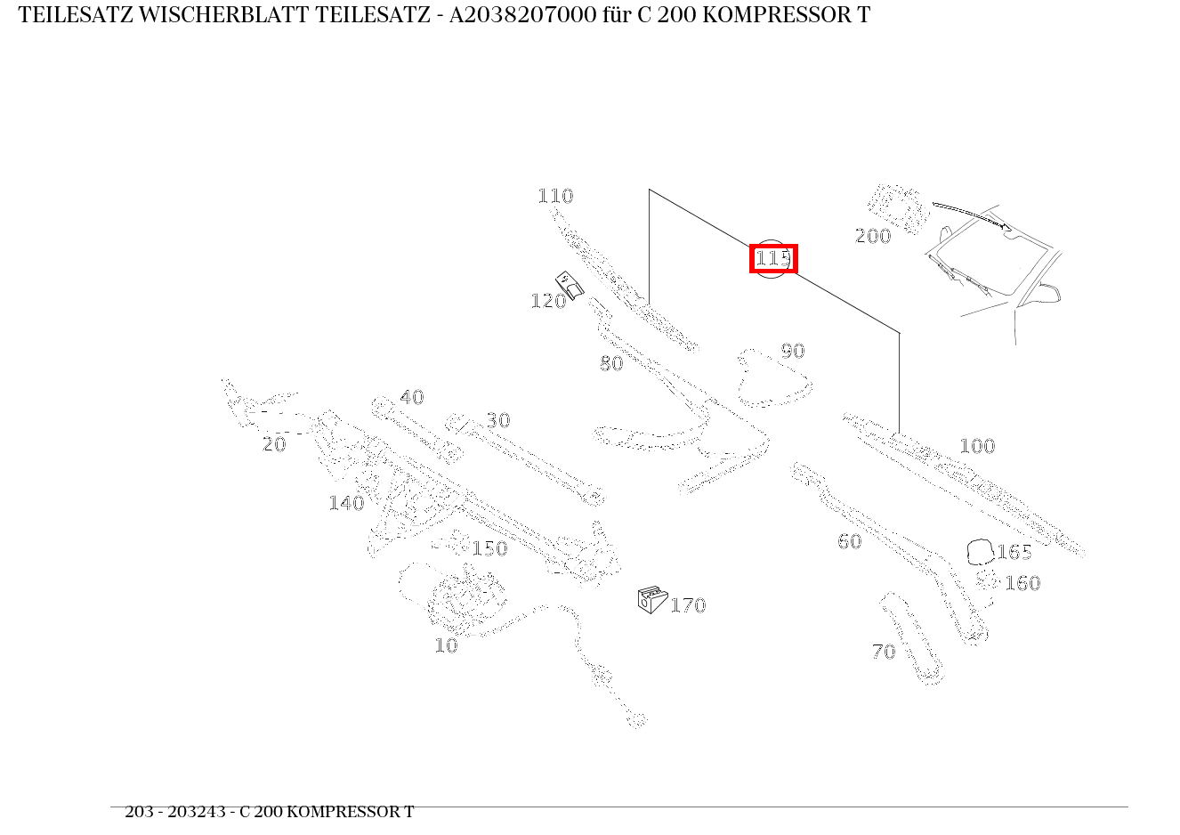 Teilesatz Wischerblatt TEILESATZ C 200 KOMPRESSOR T 203