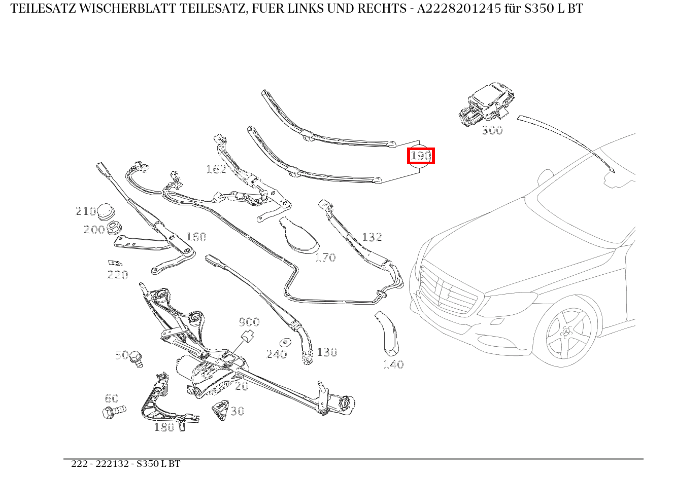 Teilesatz Wischerblatt TEILESATZ, FUER LINKS UND RECHTS S350 L BT 222