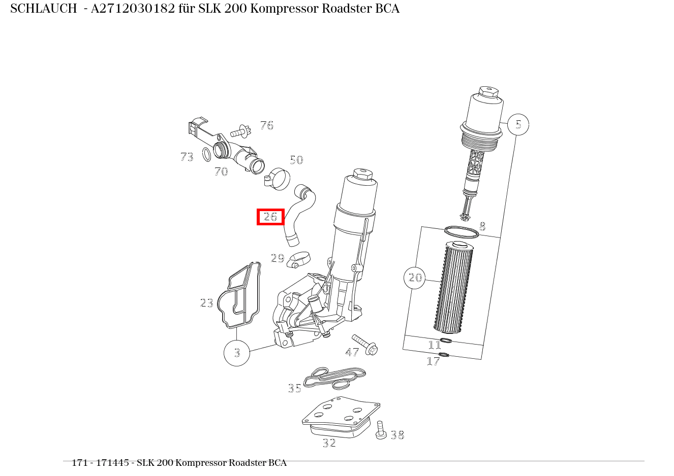 Schlauch SLK 200 Kompressor Roadster BCA 171 Schlauch SLK 200 Kompressor Roadster BCA 171