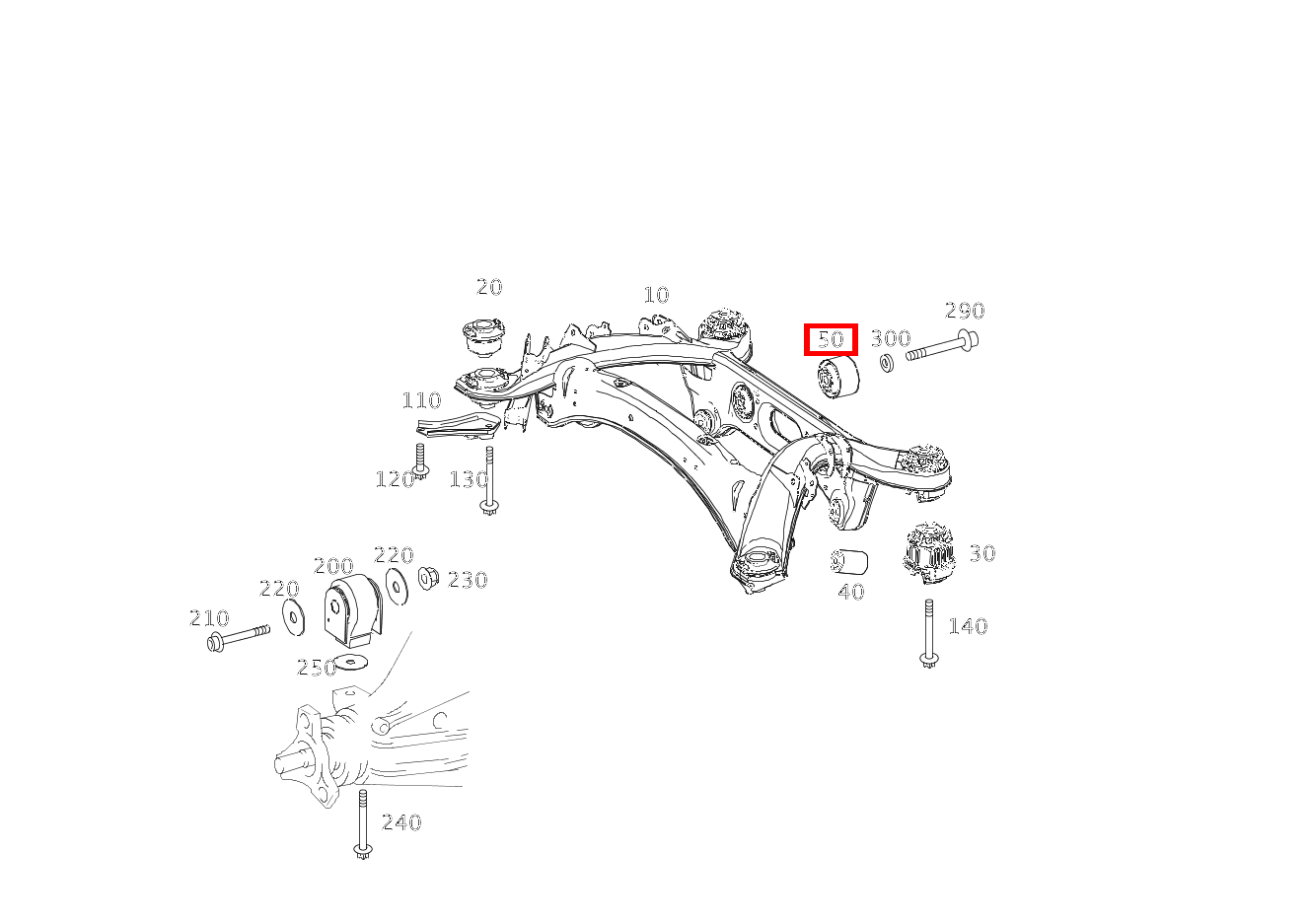 Gummilager Achsgehäuse an Hinterachsträger, hinten GLK 350 4MATIC 204 Gummilager Achsgehäuse an Hinterachsträger, hinten GLK 350 4MATIC 204
