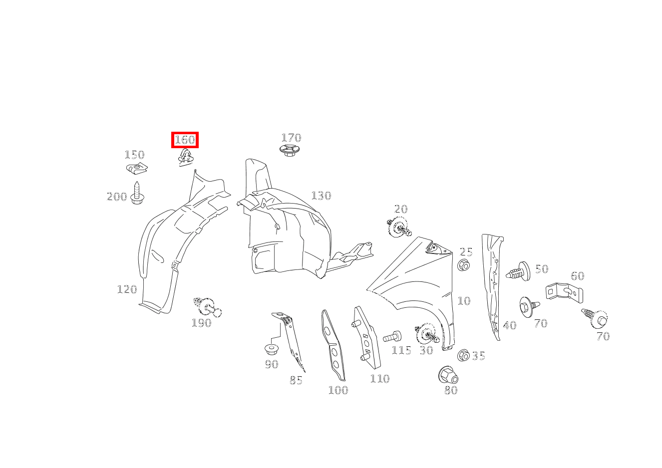 Verschluss ABDECKUNG AN VERKLEIDUNG A 200 TURBO COUPE 169