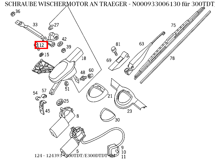 Schraube WISCHERMOTOR AN TRAEGER 300TDT/E300DTDT 4M 124 Schraube WISCHERMOTOR AN TRAEGER 300TDT/E300DTDT 4M 124