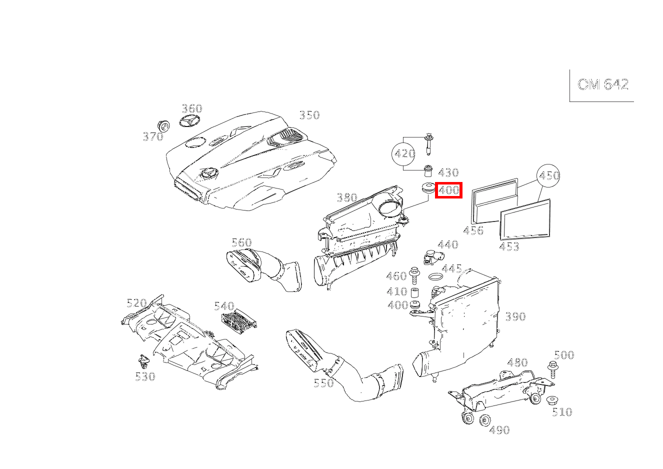 Gummipuffer BEFESTIGUNG LUFTFILTERGEHAEUSE VORNE UND HINTEN E350CDI BE CA 207