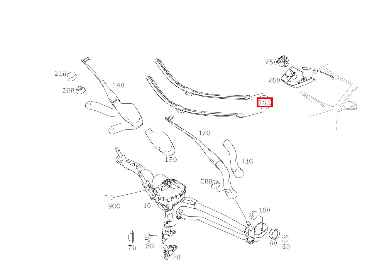 Teilesatz Wischerblatt TOPLOCK C350CDI BE 204 Teilesatz Wischerblatt TOPLOCK C350CDI BE 204